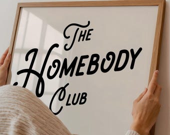 Homebody Club Retro Print: Black & Cream Typographie (Digitaler Download)
