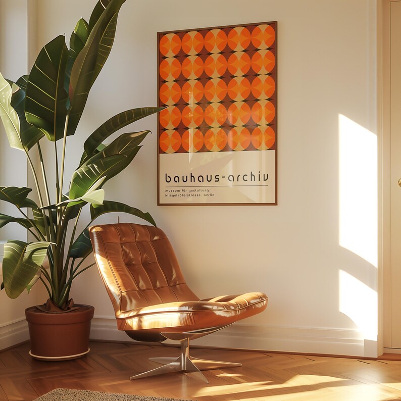 Orange Geometric Bauhaus Art Print: Mid-Century Modern Wall Decor image 6