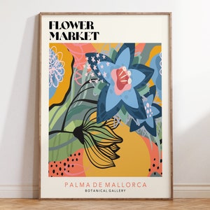 Flower Market Mallorca Poster, Flower Market Poster, Abstract Flowers Poster, Bright Flowers Poster, Boho Flower Market Print | F066