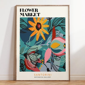 Flower Market Santorini Poster, Flower Market Poster, Abstract Flowers Poster, Bright Flowers Poster, Boho Flower Market Print | F065