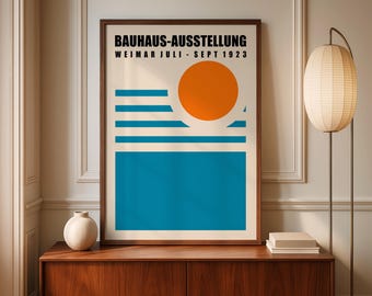 Bauhaus Sun Poster: Mid Century Modern Geometric Art Print - Etsy