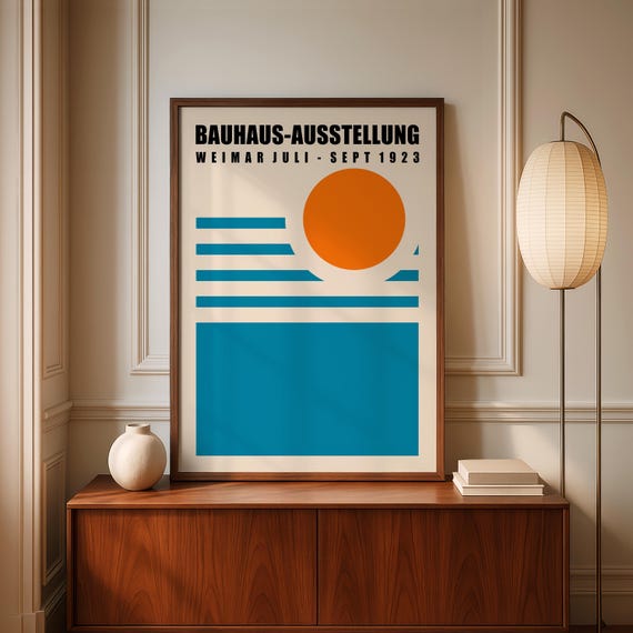Bauhaus Sun Poster: Mid Century Modern Geometric Art Print - Etsy