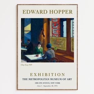 Edward Hopper Exhibition Art Print, American Realism Art, Famous Artist Painting, Mid Century Modern Poster V024 image 1