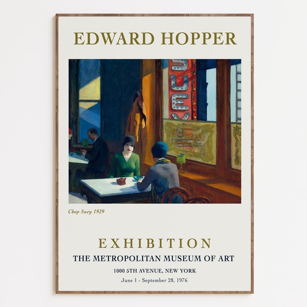 Edward Hopper Exhibition Art Print, American Realism Art, Famous Artist Painting, Mid Century Modern Poster  | V024