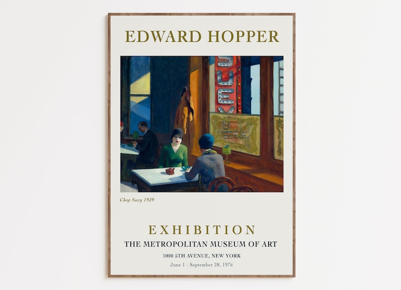 Edward Hopper Exhibition Art Print, American Realism Art, Famous Artist Painting, Mid Century Modern Poster V024 image 1