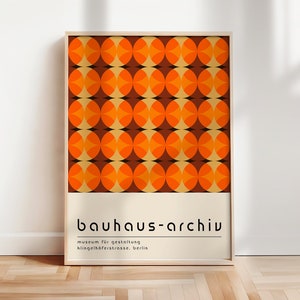 Orange Mid Century Bauhaus Poster, Bauhaus Exhibition Art Print, Geometric Poster, Minimal Bauhaus Wall Art, Geometric Wall Art | A208