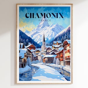 Chamonix France Art Print: Colourful Travel Poster