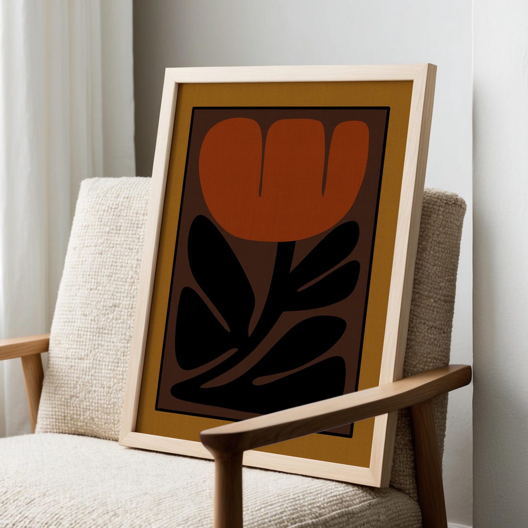 Retro Floral Art Print: Mid Century Modern Wall Art - Etsy
