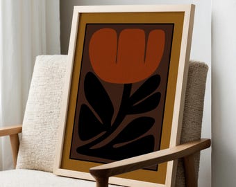 Retro Floral Art Print: Mid Century Modern Wall Art
