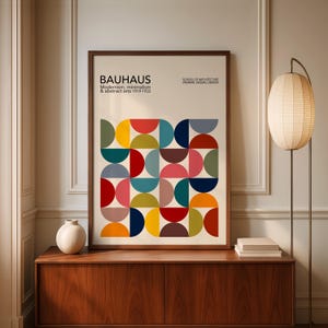 Colourful Bauhaus Art Print: Mid Century Geometric Poster