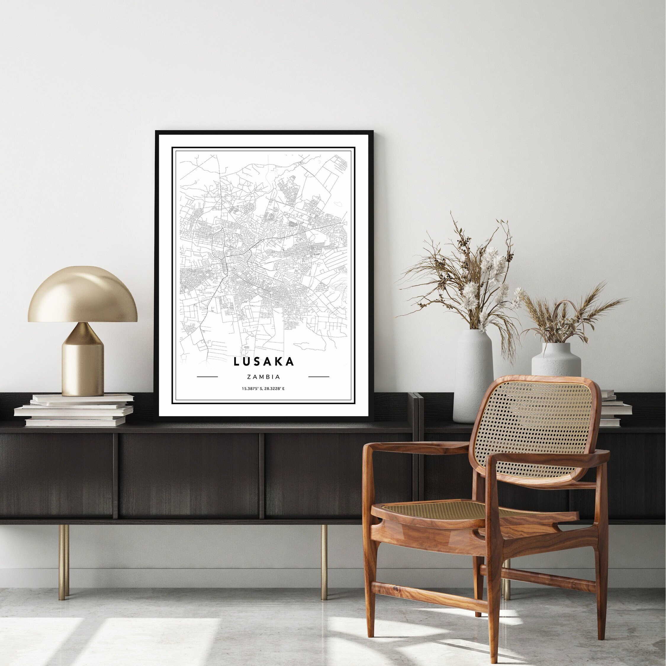 Lusaka Zambia Map Print, Lusaka Map Poster, Map Of Lusaka, Minimal Lusaka City Map, Zambia Map Poster, Any Location Custom Maps