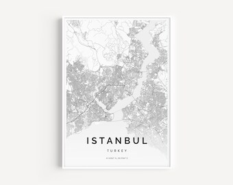 Minimalist Istanbul City Map Art Print: Unframed Turkey Travel Poster