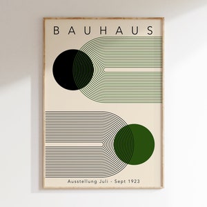 Green Mid Century Bauhaus Poster, Bauhaus Exhibition Art Print, Geometric Poster, Minimal Bauhaus Wall Art, Geometric Wall Art | A217