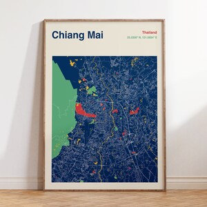 Chiang Mai Map Print, Chiang Mai Map Poster, Chang Mai Map Wall Art, Chiang Mai Map, Chiang Mai Thailand Art Print, Map Of Chiang Mai image 4
