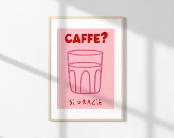 Caffe Italian Art Print: handgetekende koffieposter