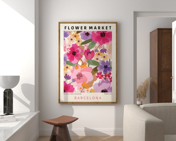 Barcelona Flower Market Art Print: Pastel Floral Gallery Wall Decor