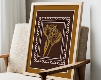 Boho Blumen Wand Kunstdruck: Cottagecore Botanisches Dekor