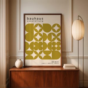 Olive Green Bauhaus Art Print: Mid-Century Modern Poster image 1