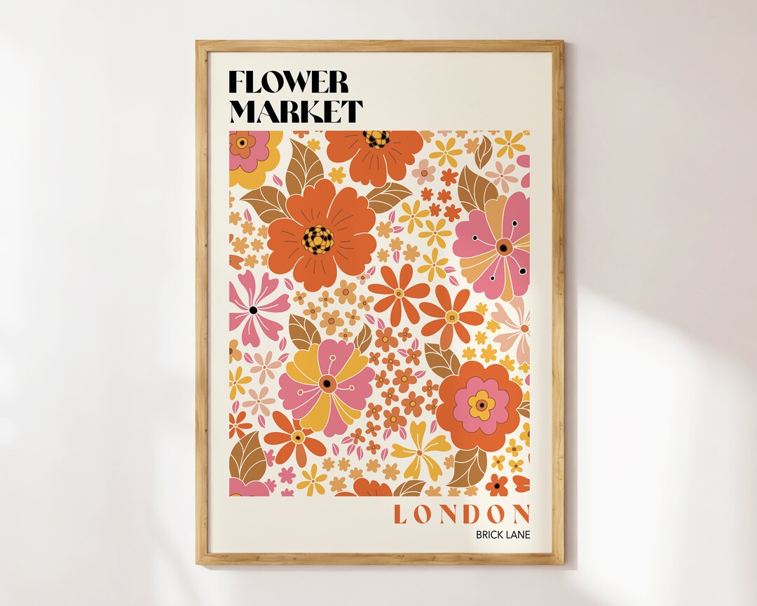 70s Retro Flower Market Print: Floral Wall Art Poster - Etsy