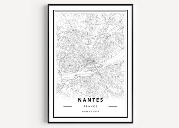 ナント フランス 地図プリント: 都市景観ポスター - Etsy 日本