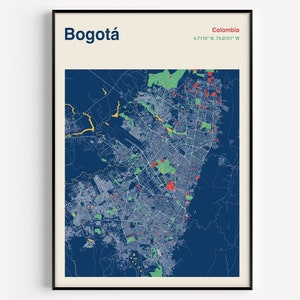 Bogota Map Print, Map Of Bogota Colombia, Bogota City Map, Bogota Map Poster, Colour Bogota Poster, Colombia Map Poster, Custom Maps