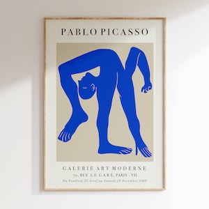 Blue Picasso Acrobat Exhibition Art Print: Modern Abstract Poster