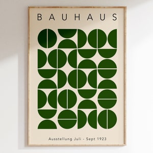 Green Mid Century Bauhaus Poster, Bauhaus Ausstellung Art Print, Geometric Poster, Minimal Bauhaus Wall Art, Geometric Wall Art | A206