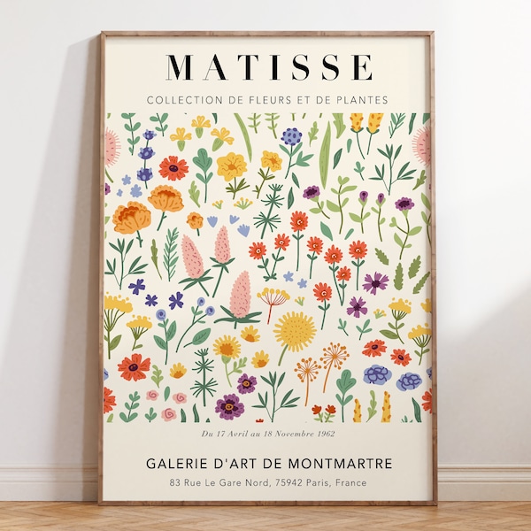 Matisse Flowers Poster, Flower Market Print, Matisse Botanical Cut Outs Exhibition Poster, Minimal Botanical Wall Art Print | MP083