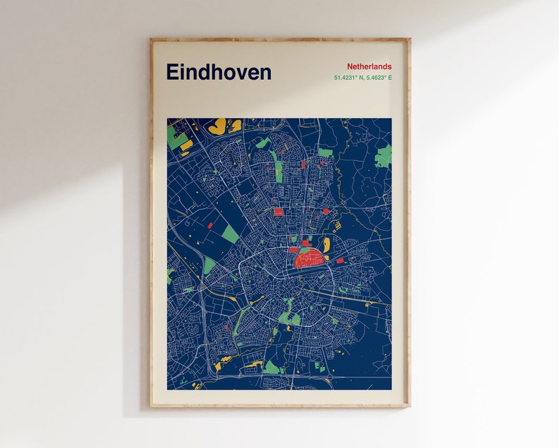 Eindhoven Map Print Eindhoven Map Poster Colour Eindhoven Etsy