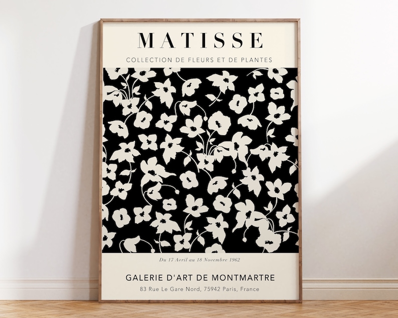 Black & White Floral Matisse Poster Flower Market Matisse Etsy