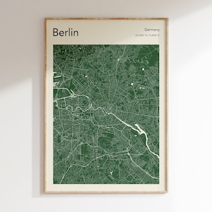 Impresión del mapa de la ciudad de Berlín, MÁS COLORES, Cartel del mapa de Berlín, Arte de la pared del mapa de Berlín en color, Mapa de Berlín Alemania, Mapa personalizado