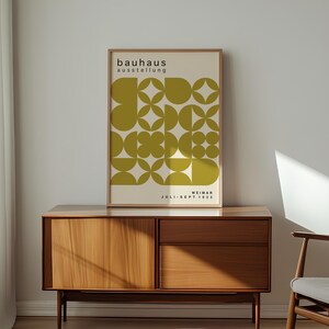 Olive Green Bauhaus Art Print: Mid-Century Modern Poster image 5