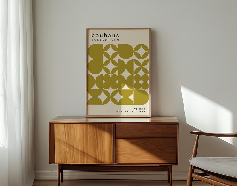 Olive Green Bauhaus Art Print: Mid-Century Modern Poster image 5
