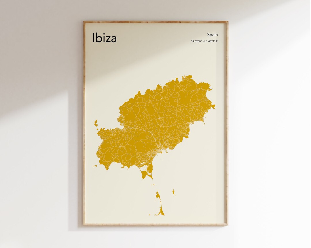 Ibiza Map Print, MORE COLOURS, Ibiza Map Poster, Ibiza Map Wall Art ...