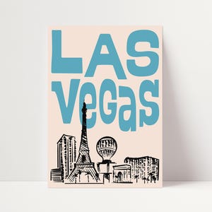 Affiche de voyage de Las Vegas, impression ligne d'horizon de Las Vegas, affiche d'illustration vintage de Las Vegas, impression de voyage rétro | 19A7