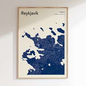 REYKJAVIK Stadtplan Druck, MEHR FARBEN, Reykjavik Karte Poster, Farbe Reykjavik Karte Wandkunst, Karte von Reykjavik, Beliebige Stadt Karte Drucken