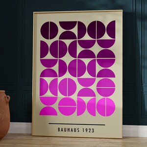 Bauhaus Poster, Purple Bauhaus Art Print, Mid Century Art, Bauhaus Wall Art, Bauhaus Semi Circles Poster, Mid Century Poster | A024