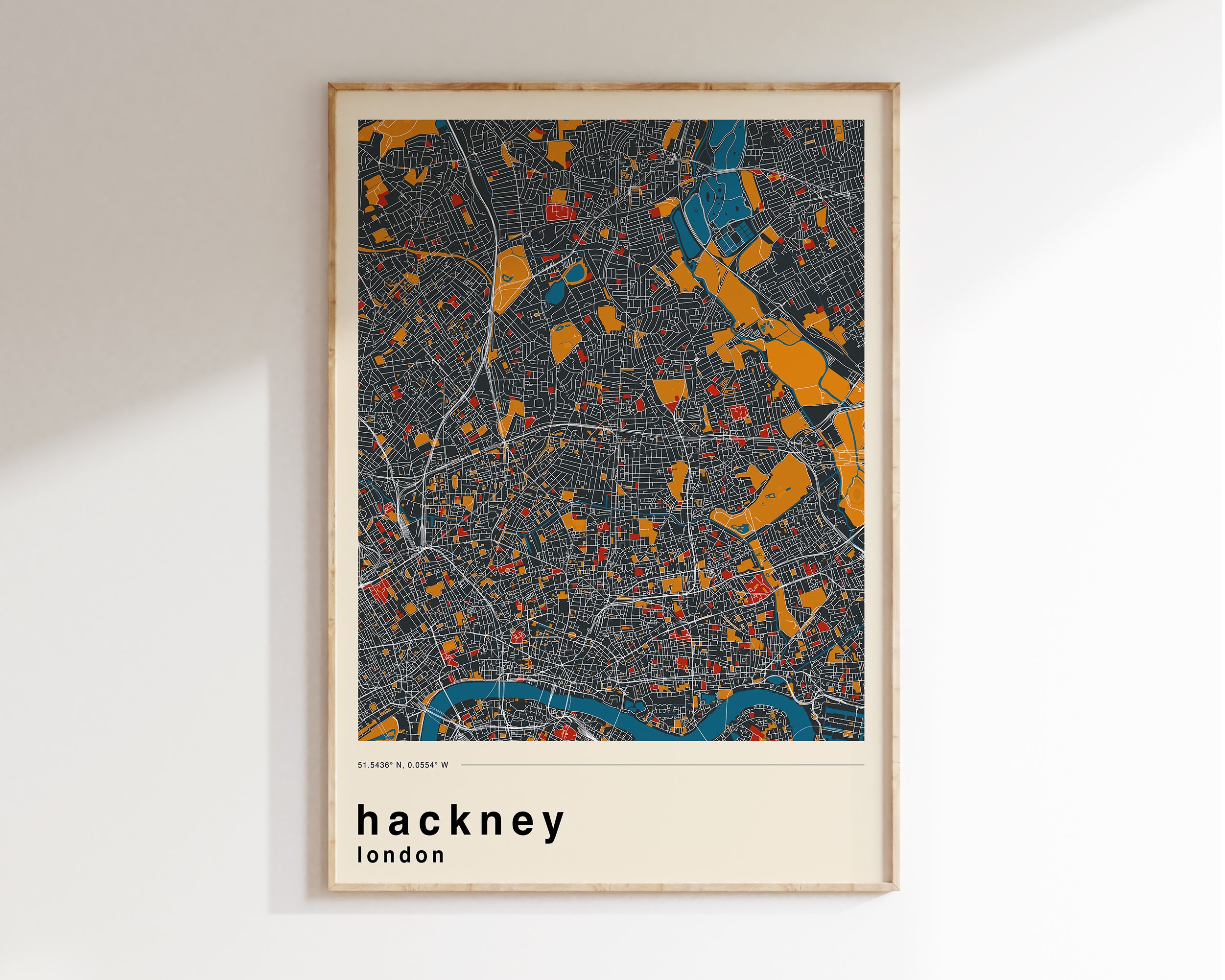 Hackney London Map Art Print: Modern Wall Decor