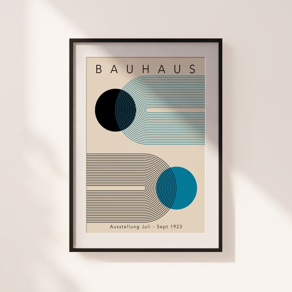 Bauhaus Digital DOWNLOAD Print, Blue Geometric Bauhaus Poster, Bauhaus Printable, Bauhaus Exhibition Prints, Mid Century Modern | BAU121