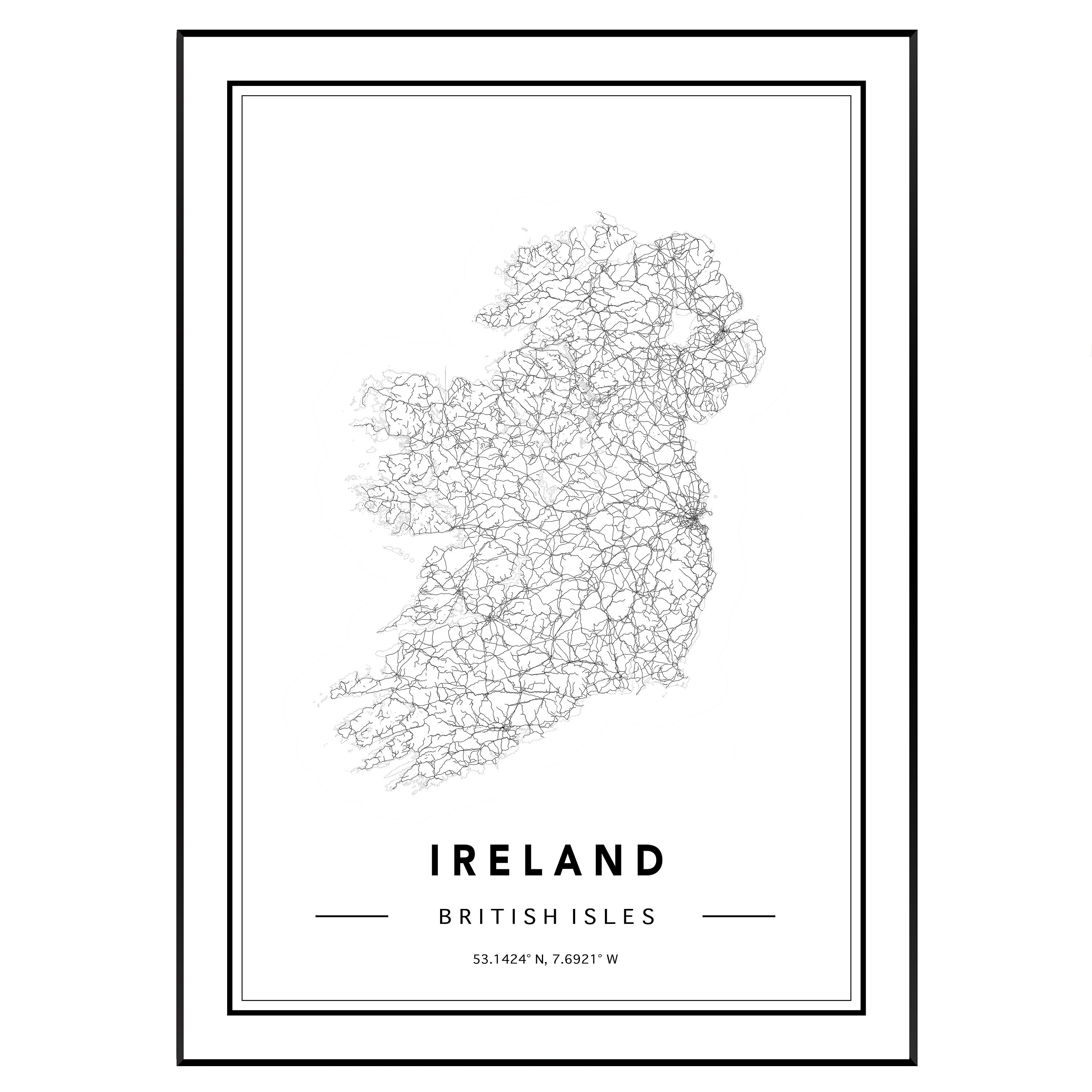 Ireland Map Print Ireland Map Poster Ireland Map Wall Art Etsy