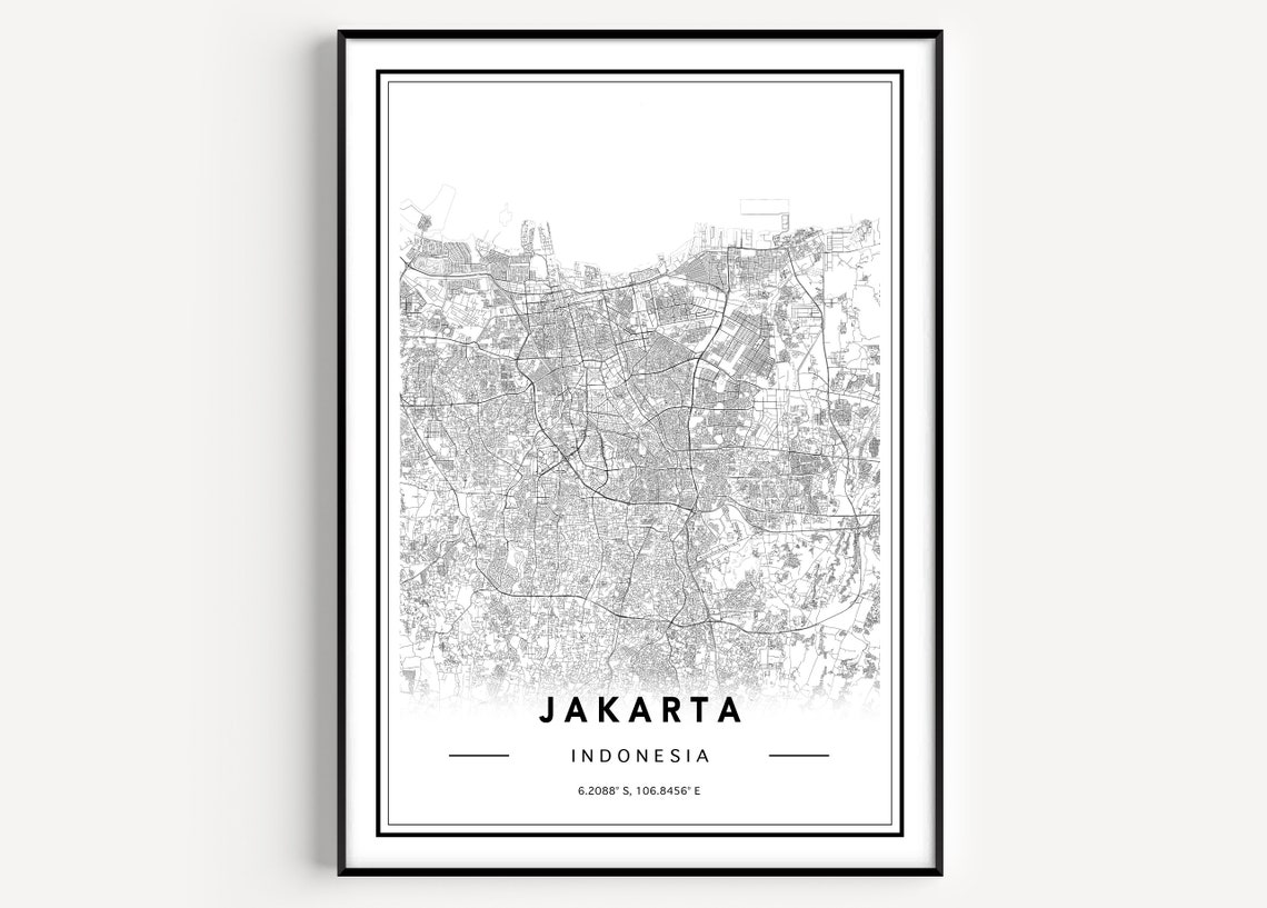 Jakarta Indonesia Map Print Jakarta Map Poster Jakarta Map Etsy UK