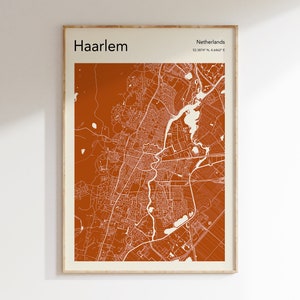 Haarlem Carte Affiche, PLUS COULEURS, Haarlem Pays-Bas Carte Print, Couleur Haarlem Carte De La Ville Art Mural, Carte De Haarlem, Carte Moderne Imprimer