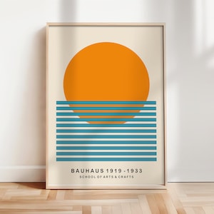 Mid Century Sun Poster, Bauhaus Wall Art, Bauhaus Art Print, Geometric Poster, Bauhaus Wall Art, Modern Abstract, Retro Poster | A73