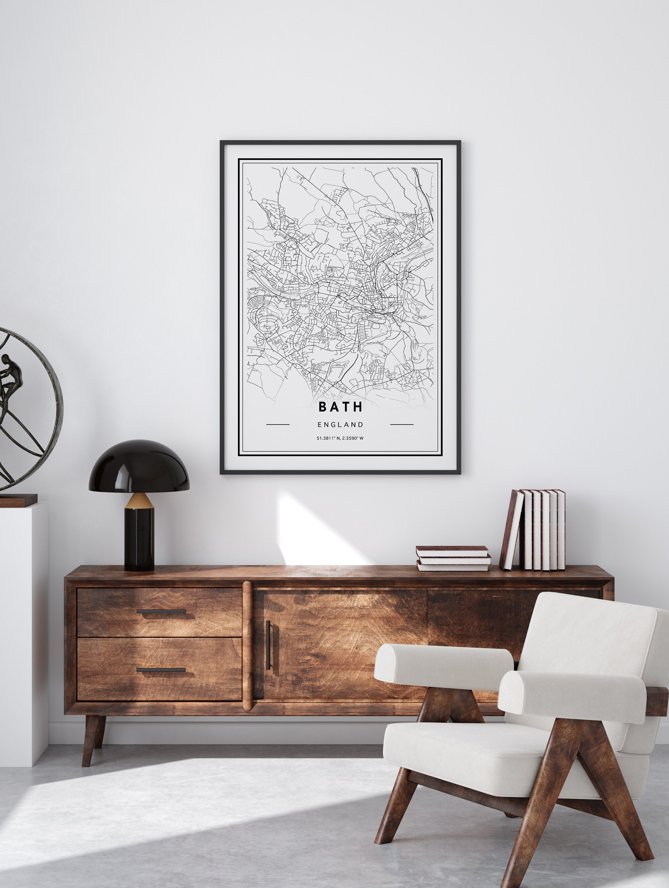 Bath City Map Print Bath Map Poster Bath Map Wall Art Bath Etsy UK