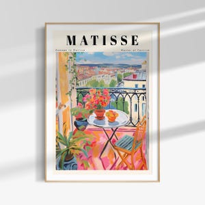 Pintura al pastel de Matisse en un balcón DESCARGAR Impresión, Póster de pintura de paisaje de Matisse, Impresión de exposición, Mural de galería de Matisse al pastel / HM011
