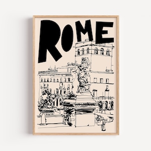 Rome Italy Travel Poster: Mid-Century Modern Illustration