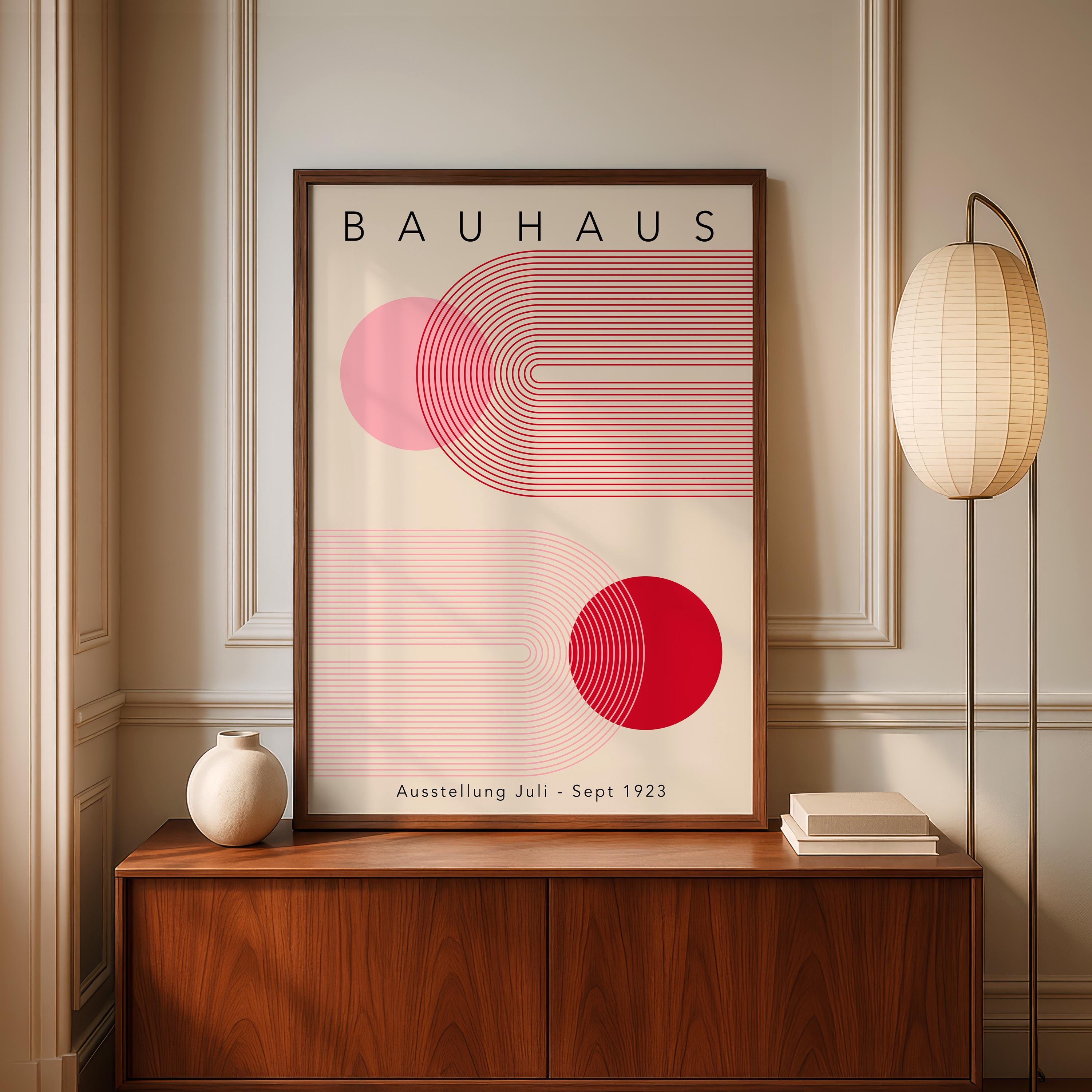 Bauhaus Exhibition Poster: Pink & Red Geometric Art Print - Etsy