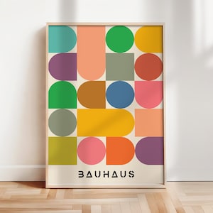 Multicolour Bauhaus Poster, Bauhaus Art Print, Geometric Poster, Bauhaus Wall Art, Inspired By Bauhaus Poster, Mid Century Poster | BAU178