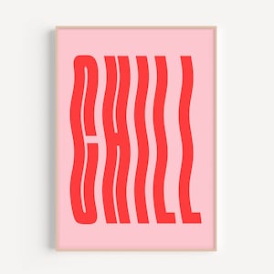 Cartel de enfriamiento rosa, arte de pared modernista, cartel de cita de enfriamiento, impresión de arte estético preppy, arte de pared de moda, cartel de impresión de arte de enfriamiento ondulado / T013