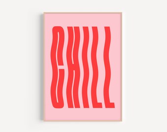 Pink Chill Print: Modernist Wavy Art Poster